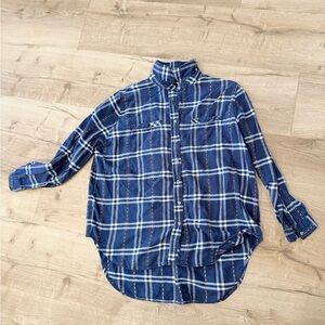 BDG Blue and White Checkered Button-Down Shirt